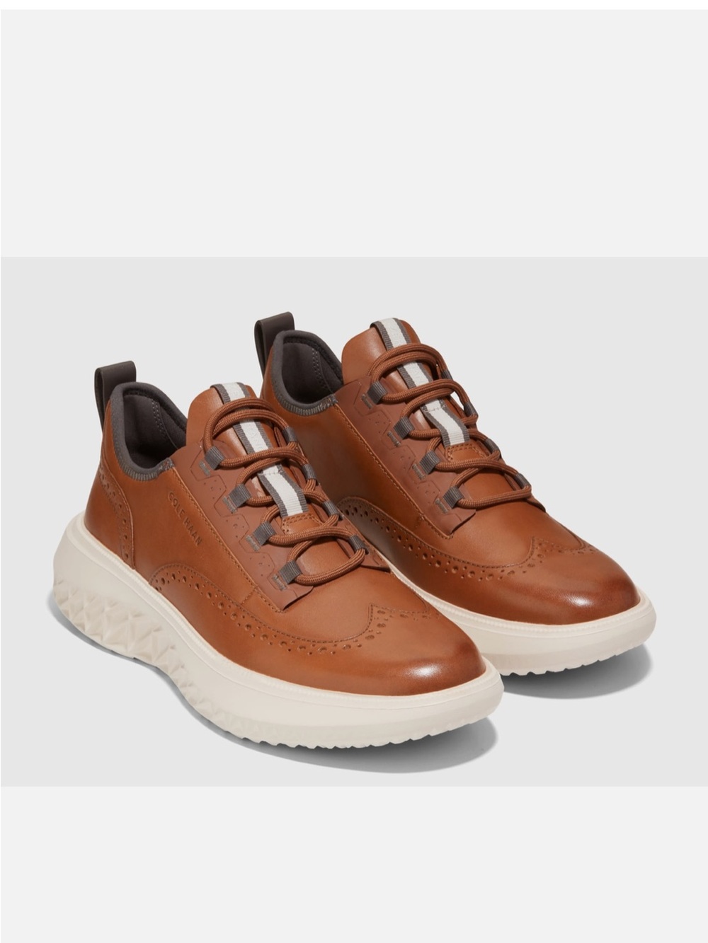 Cole Haan ZERØGRAND British Tan Leather Wingtip Sneaker with Cream Sole